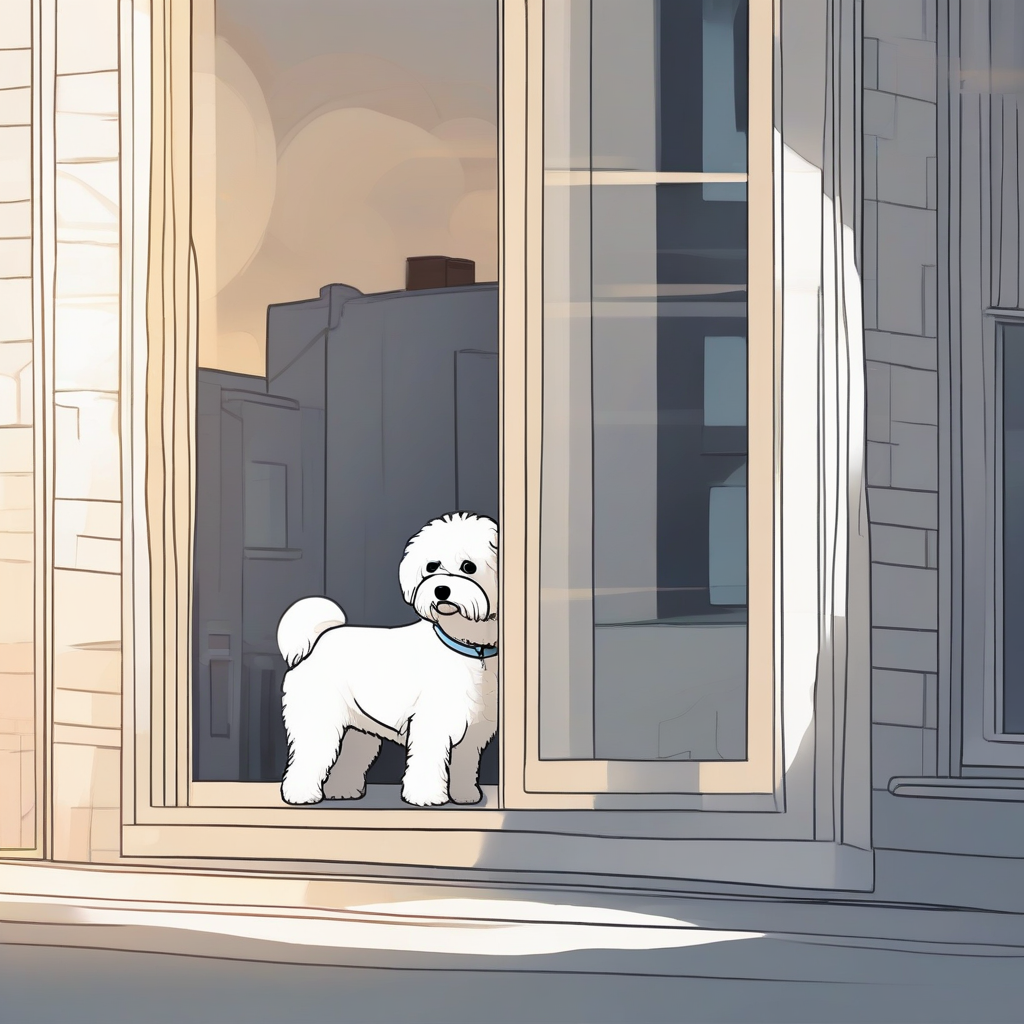 Bichon havanais alerte qui aboie excessivement près d'une fenêtre