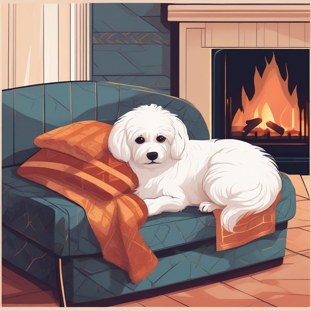 Bichon havanais senior au repos illustrant les soins du chien âgé